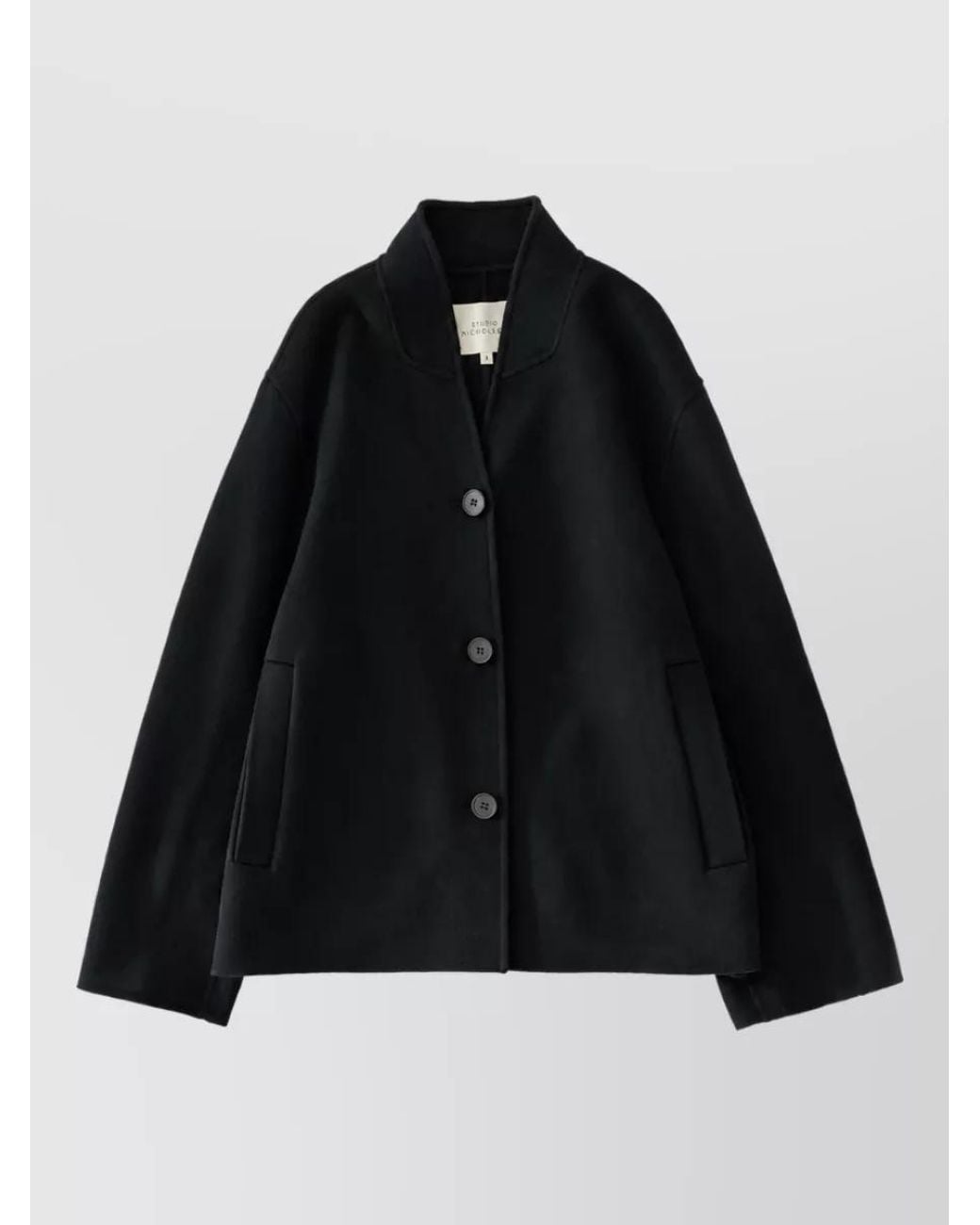 Studio Nicholson Black Wool Single-Breasted Coat