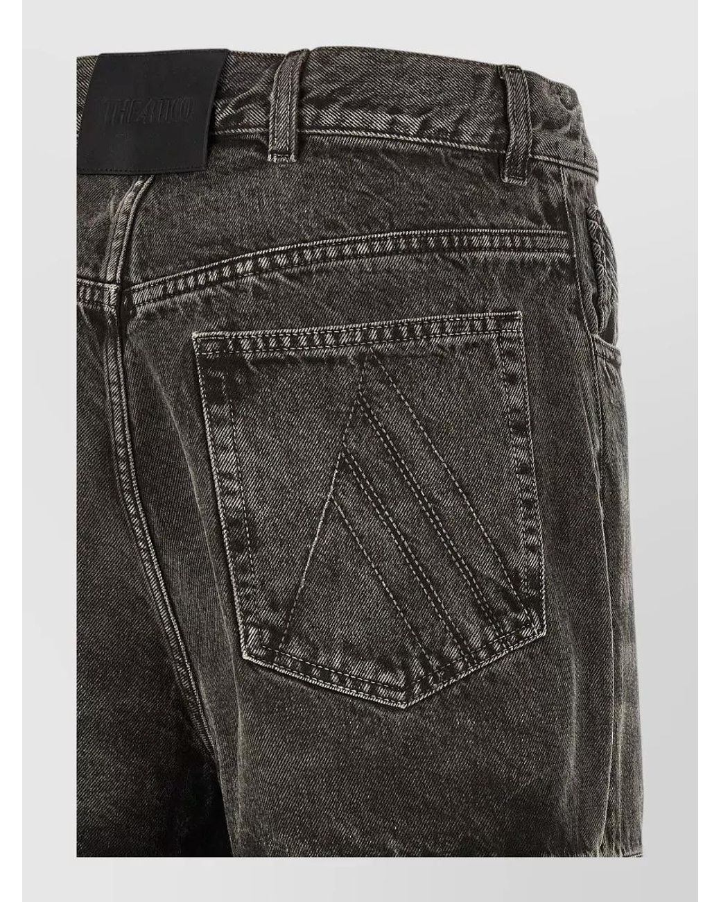 The Attico Gray Cotton Cutout Wide-Leg Jeans