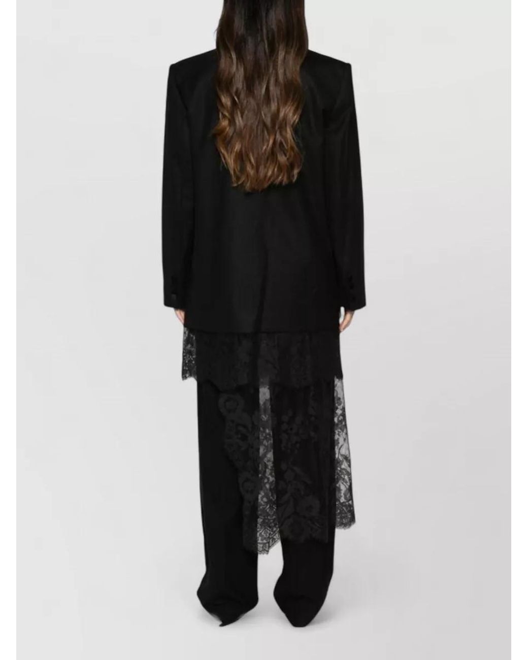 Zimmermann Black Wool Lace Trim Double-Breasted Blazer