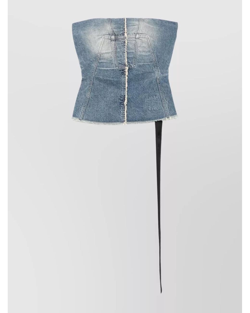 Rick Owens Blue Denim Strapless Bustier Top