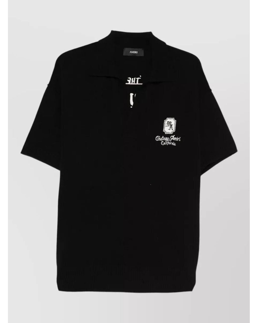 Amiri Black Ma Chateau Short Sleeve Polo Knit for men