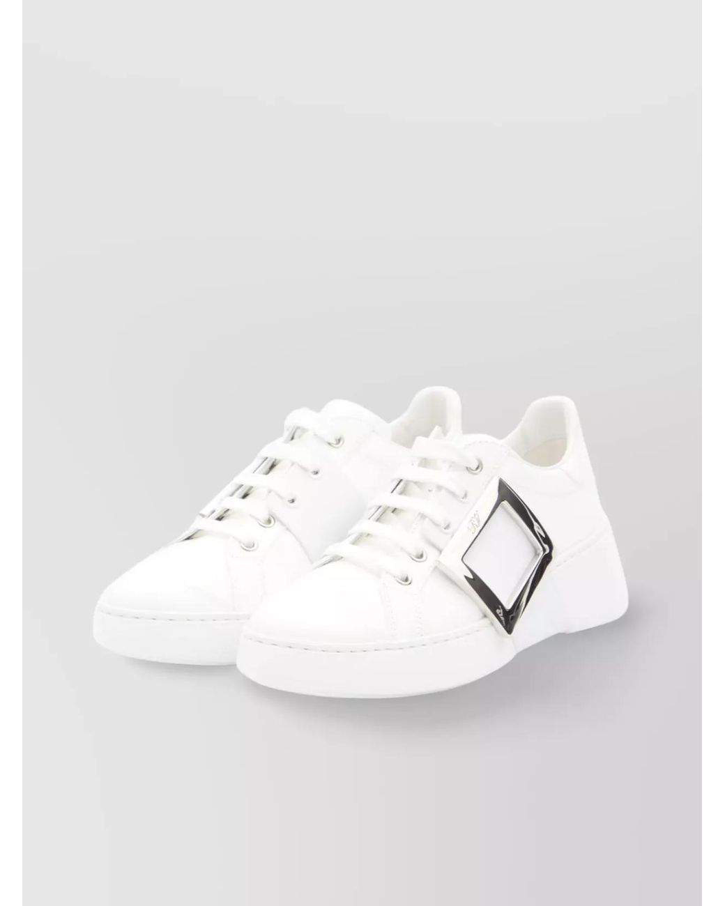 Roger Vivier White Leather Low-Top Sneakers