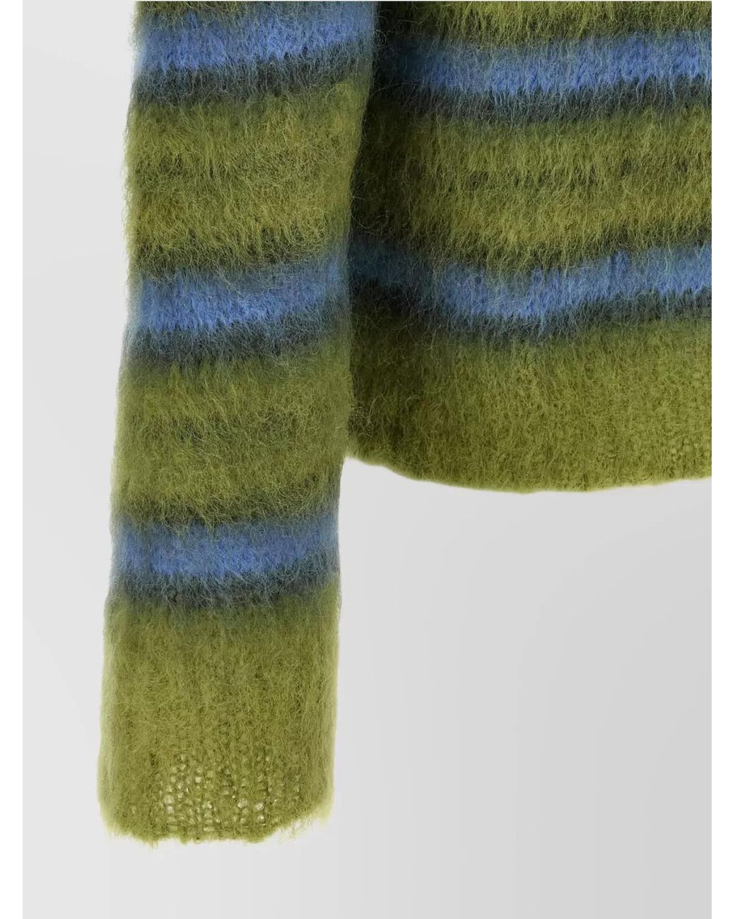 Marni Green Striped Mohair Crewneck Sweater for men