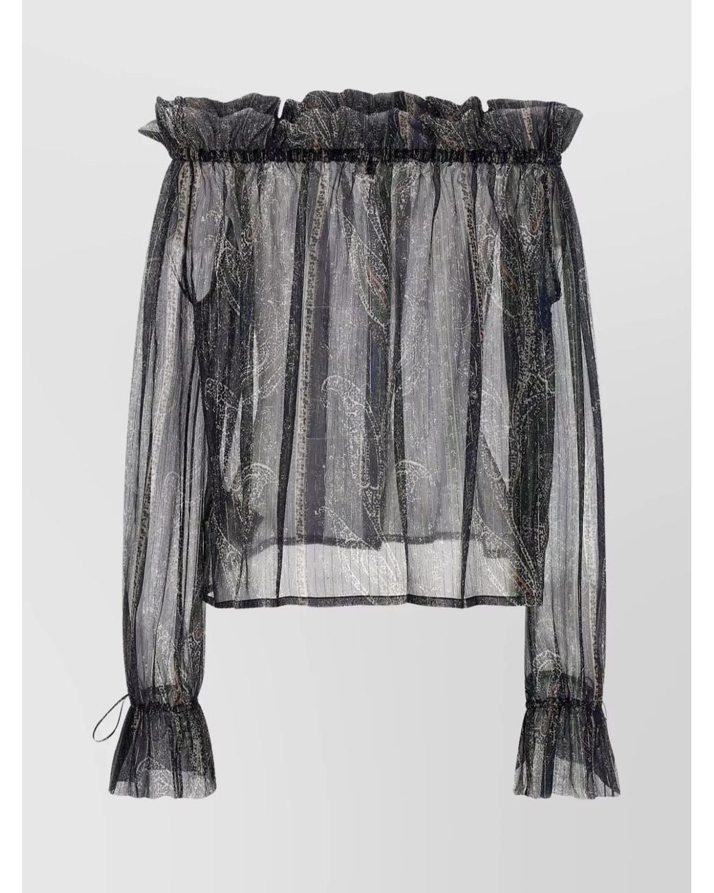 Saint Laurent Black Silk Lurex Blouse