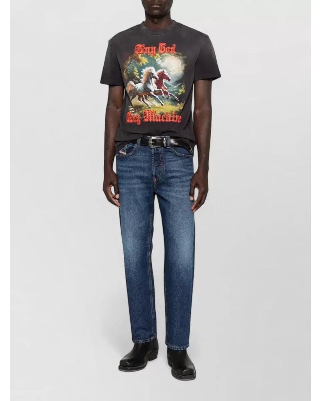 DIESEL Blue Mid-Rise Slightly Tapered Jeans for men