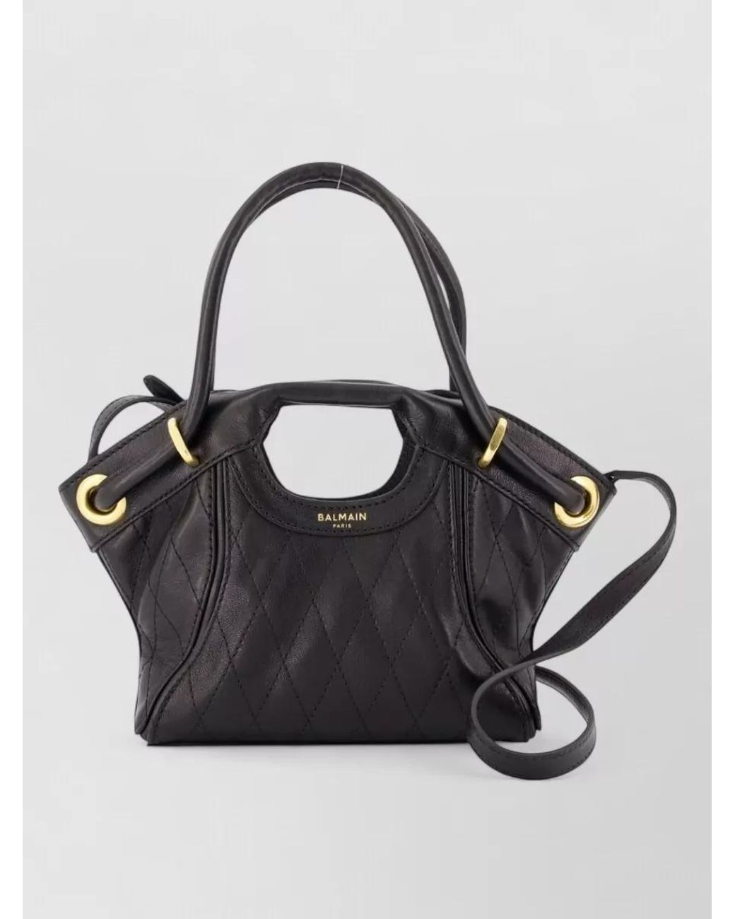 Balmain Black Small Lamb Leather Tote Bag