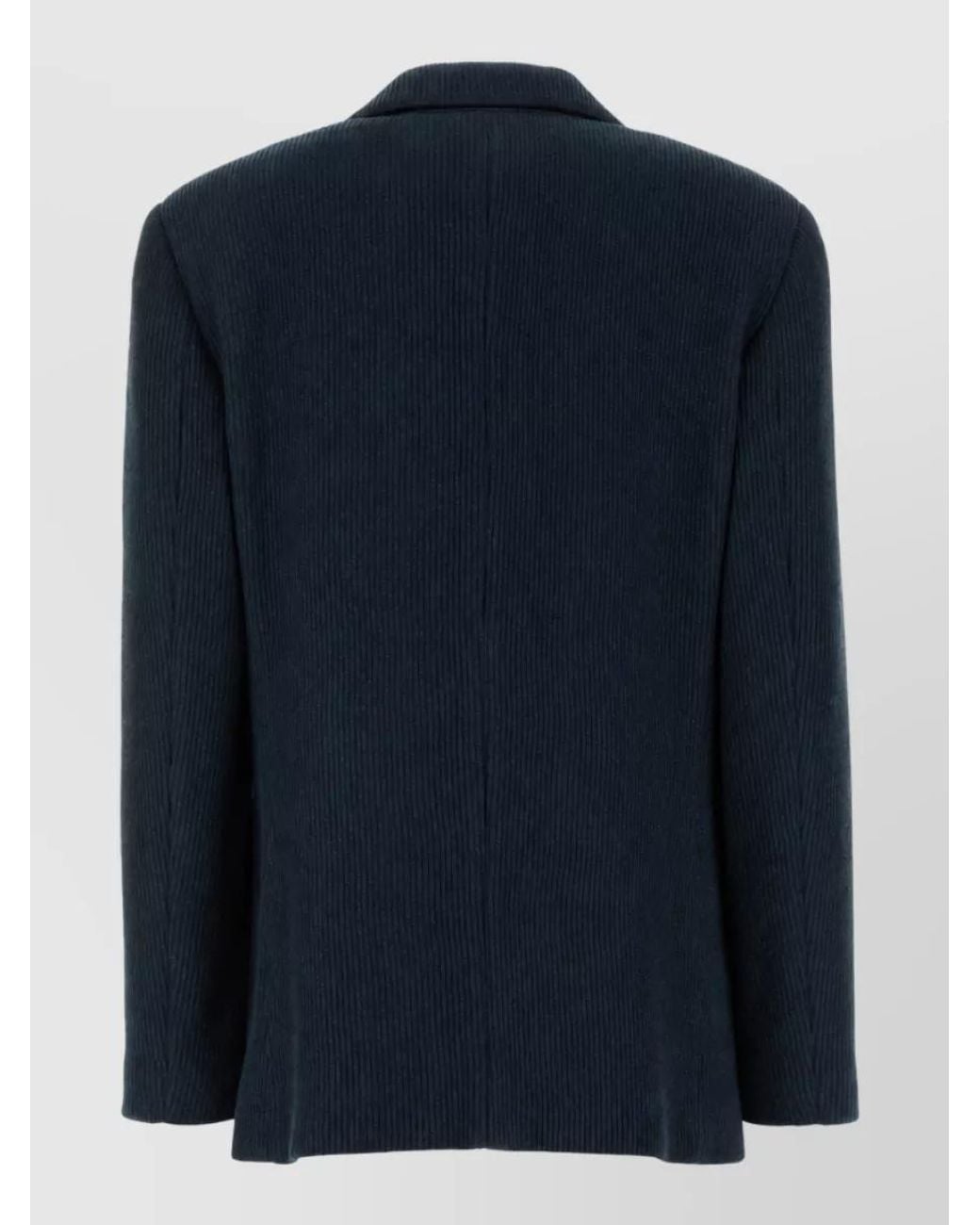 Brunello Cucinelli Blue Knit Single Breasted Coat