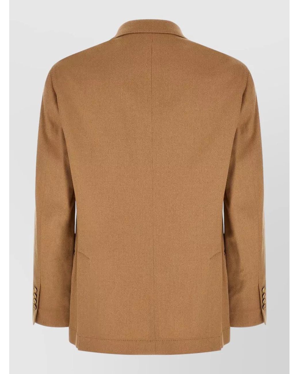Brunello Cucinelli Brown Camel Double-Breasted Blazer for men