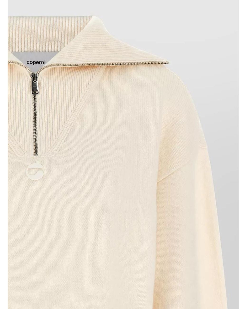 Coperni Natural Cashmere Half-Zip Cropped Sweater