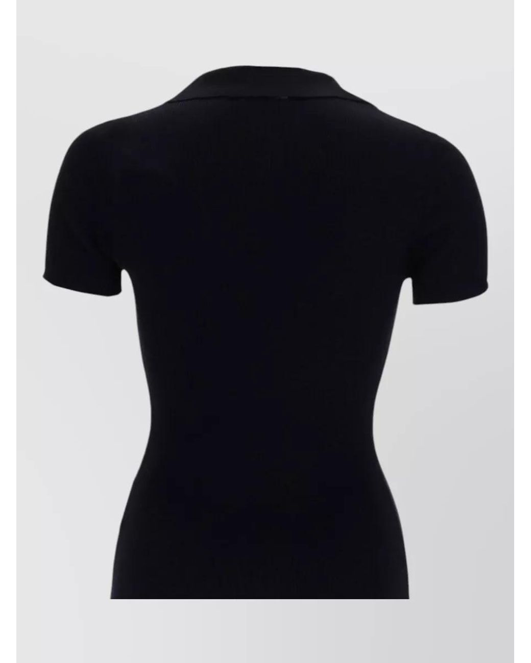 Max Mara Black Virgin Wool Collared Knitted Top