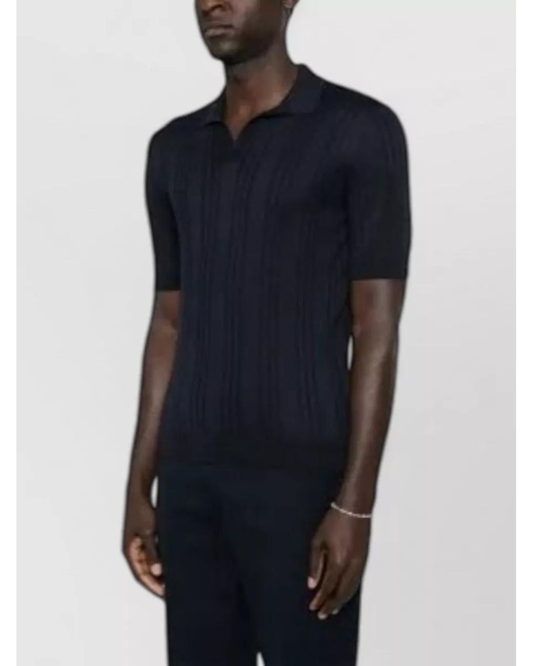 Tagliatore Black Silk Polo Shirt for men