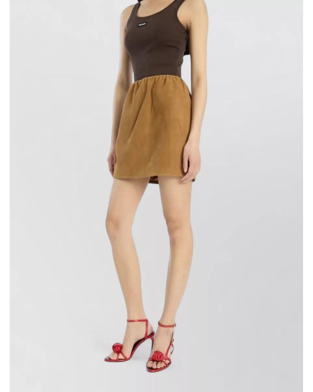 ROTATE BIRGER CHRISTENSEN Brown Suede Mini Skirt