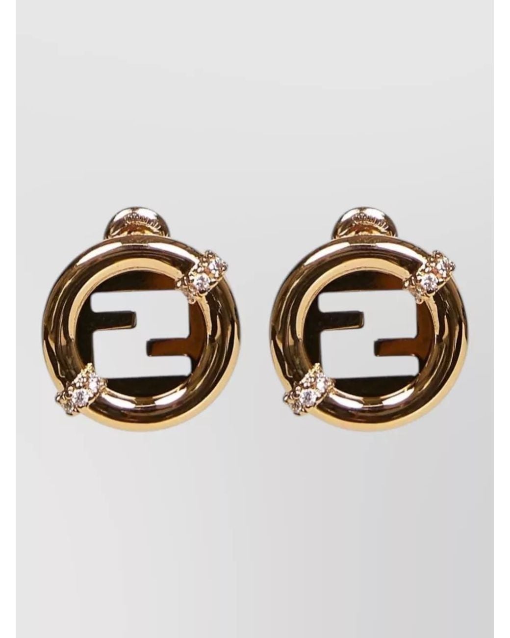 Fendi Metallic Crystal-Embellished Ever Round Earrings