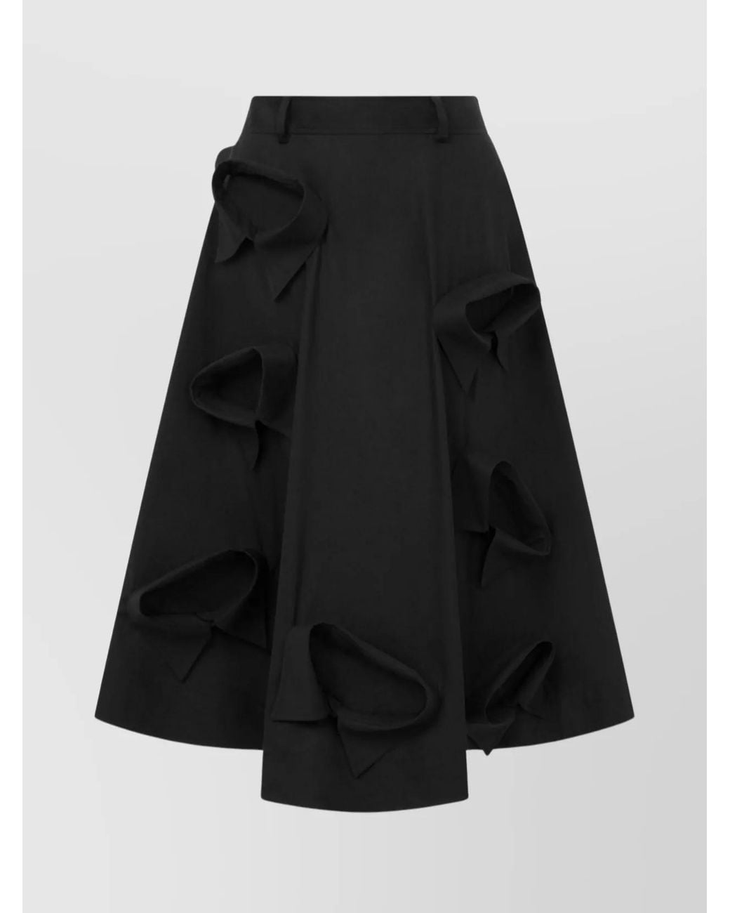 Moschino Black Flared Knee Length Skirt With Bow Accents