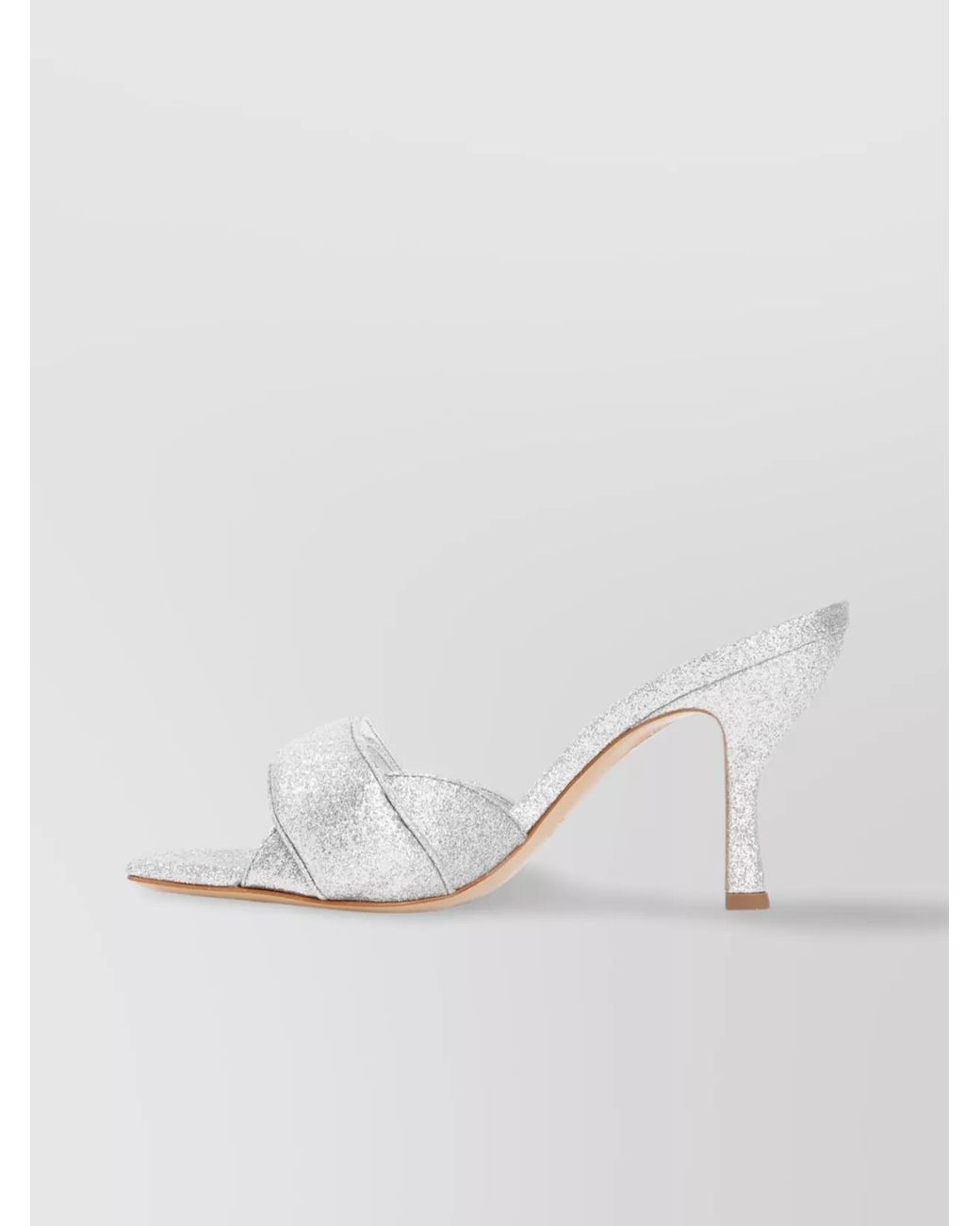 Gia Borghini White Glitter Leather Sandals