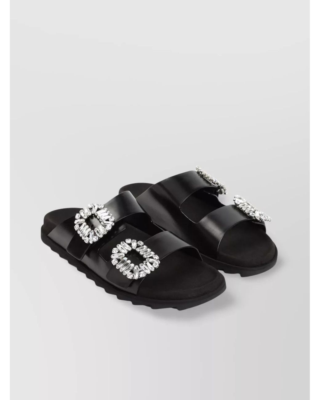 Roger Vivier Black Leather Slide Sandals