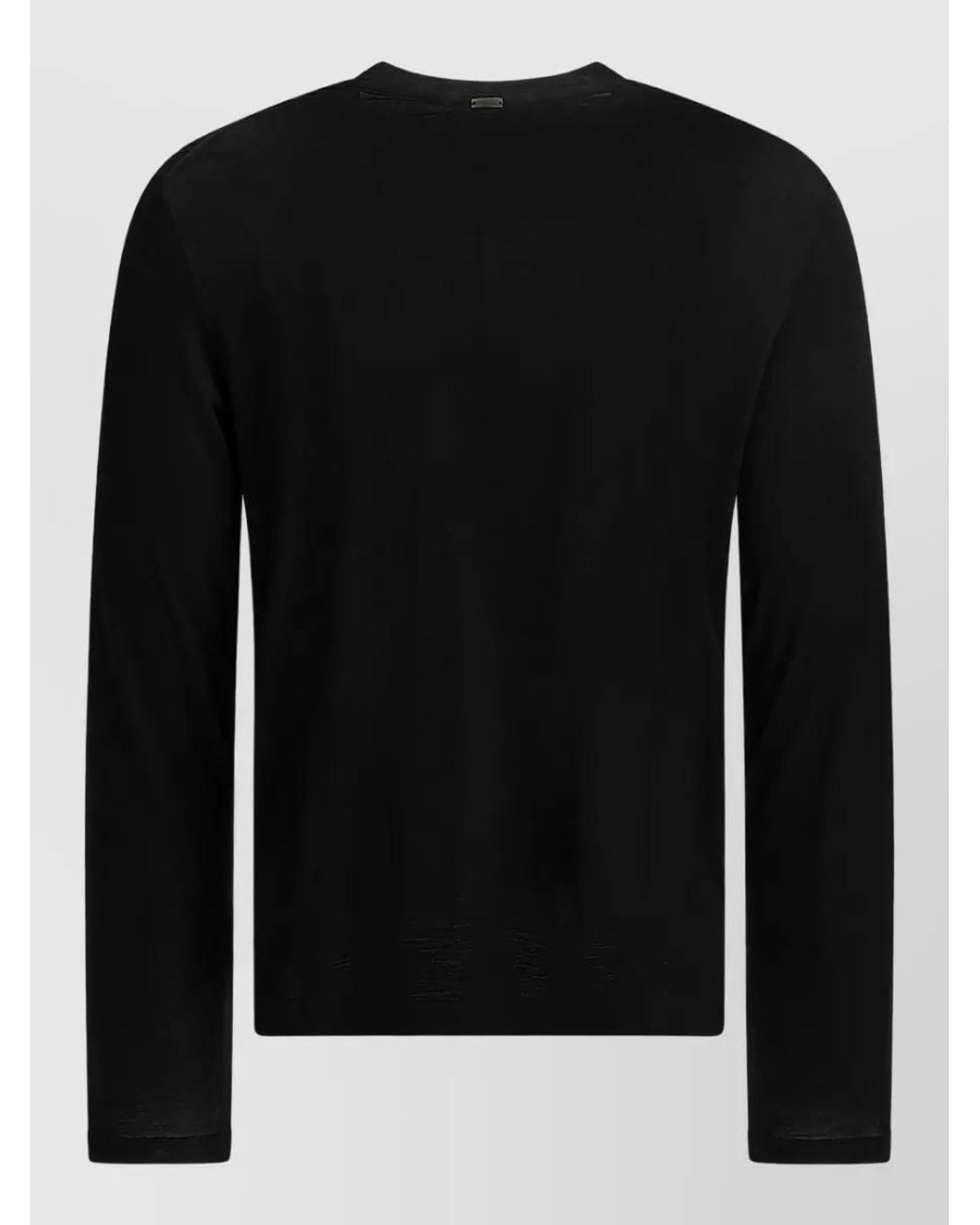 Herno Black Wool Round-Neck T-Shirt for men