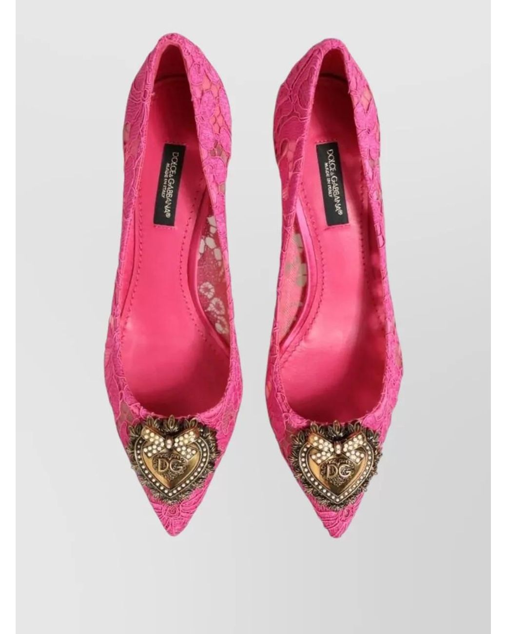 Dolce & Gabbana Pink Taormina Lace Pumps