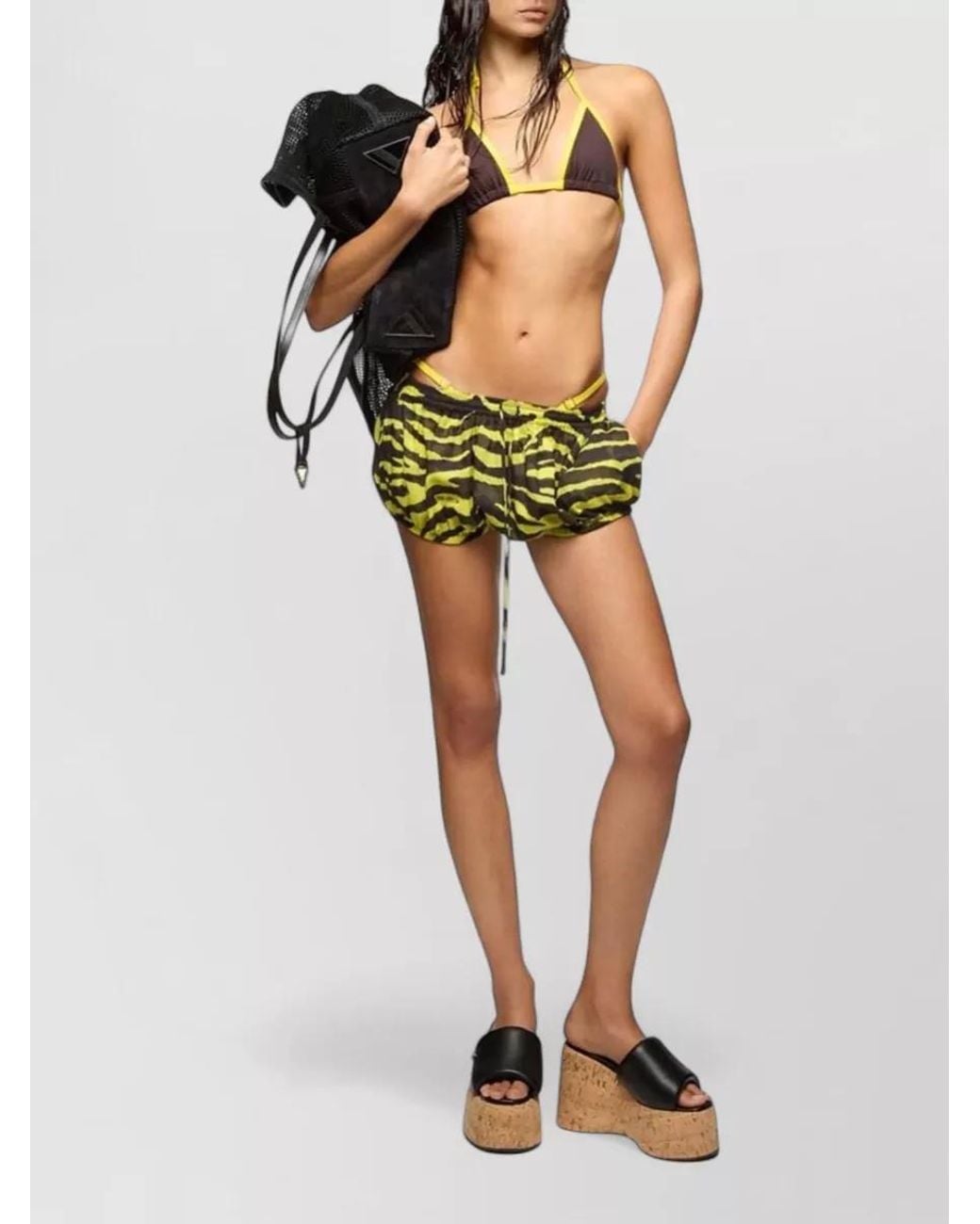 The Attico Multicolor Zebra-Print Cotton Shorts