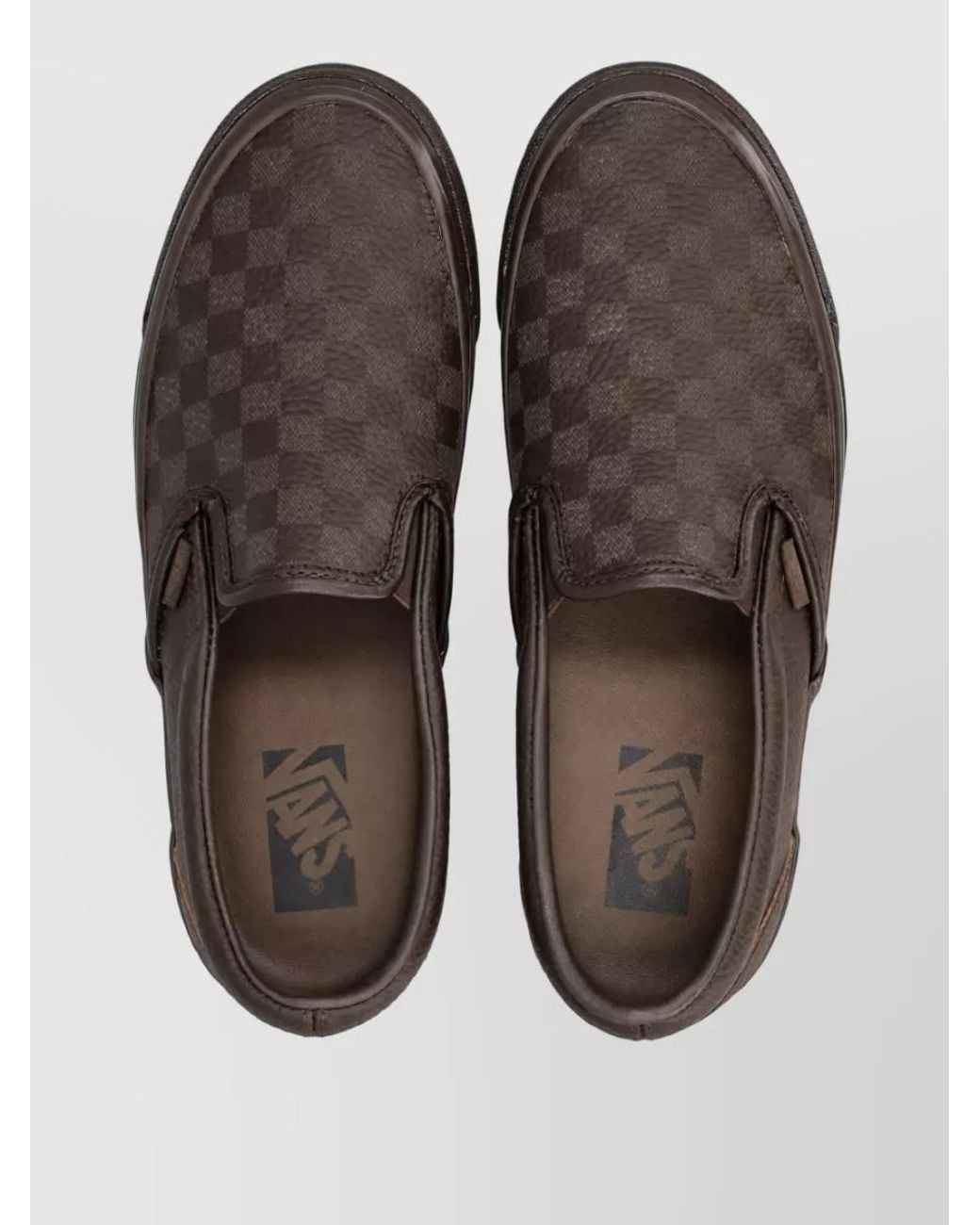 Vans Brown Leather Checkered Slip-On Sneakers