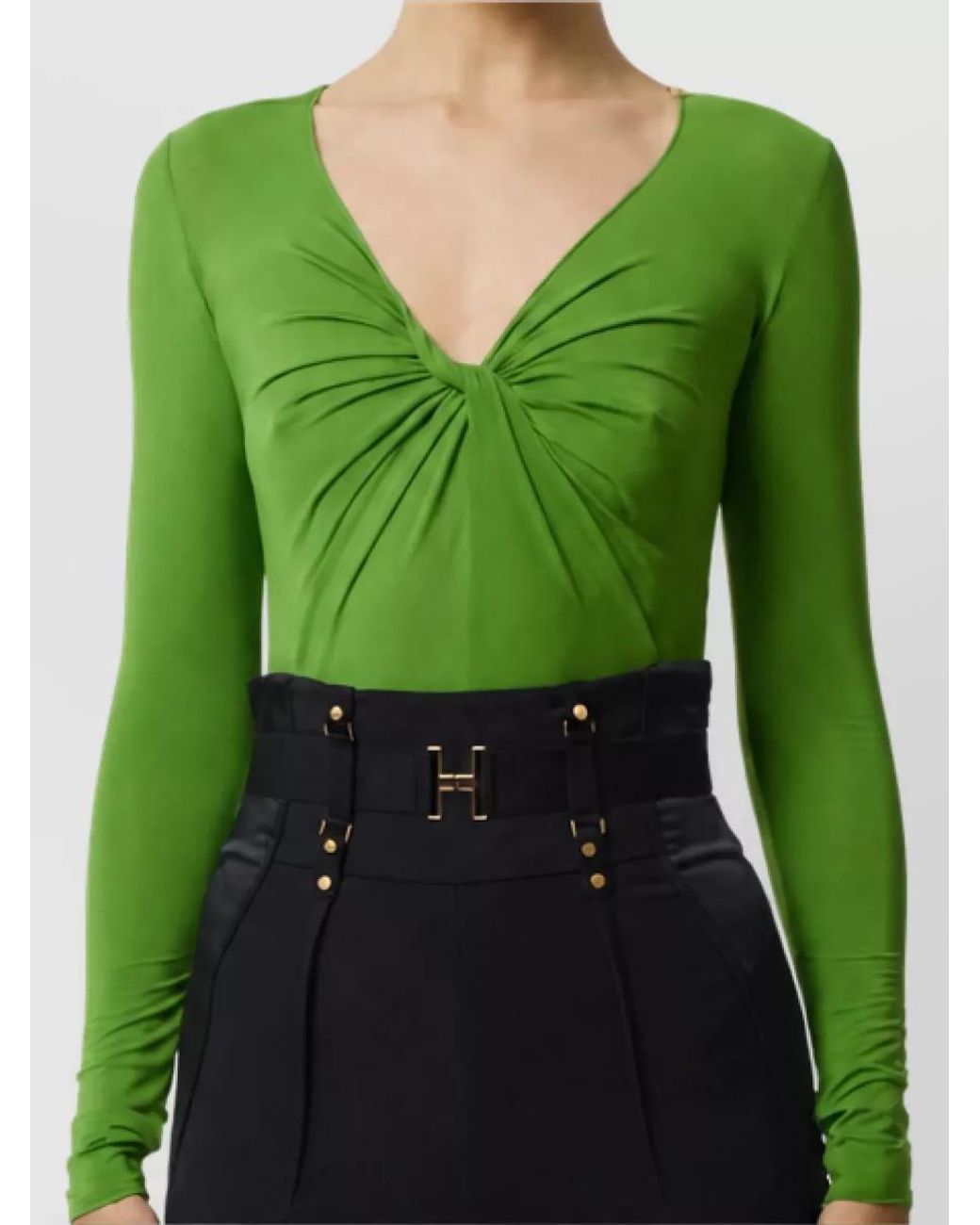 Elisabetta Franchi Green Sleeveless Bodysuit