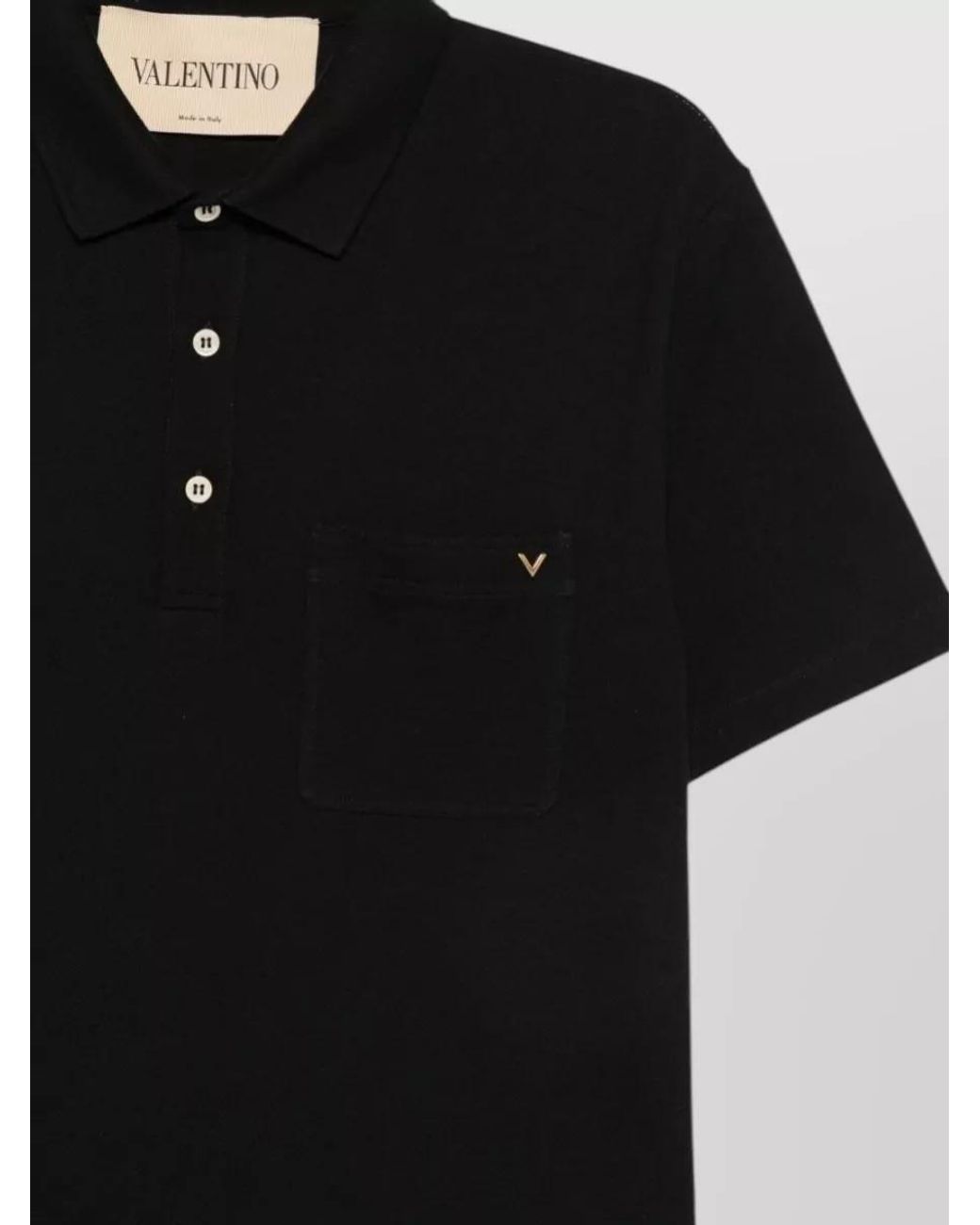 Valentino Black Piqué Cotton Short-Sleeve Polo Shirt for men