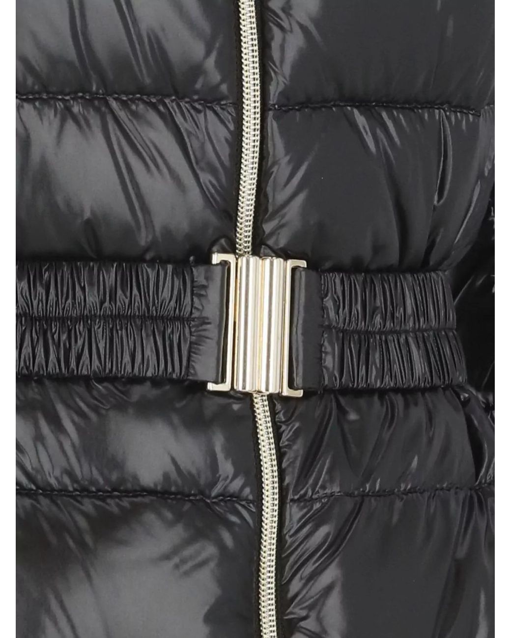 Herno Black Down Quilted Faux Fur Trim Belted Puffer Jacket