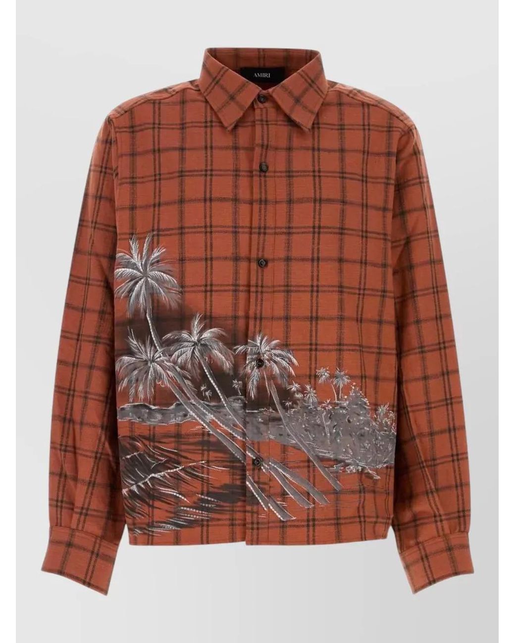 Amiri Brown Embroidered Flannel Shirt for men