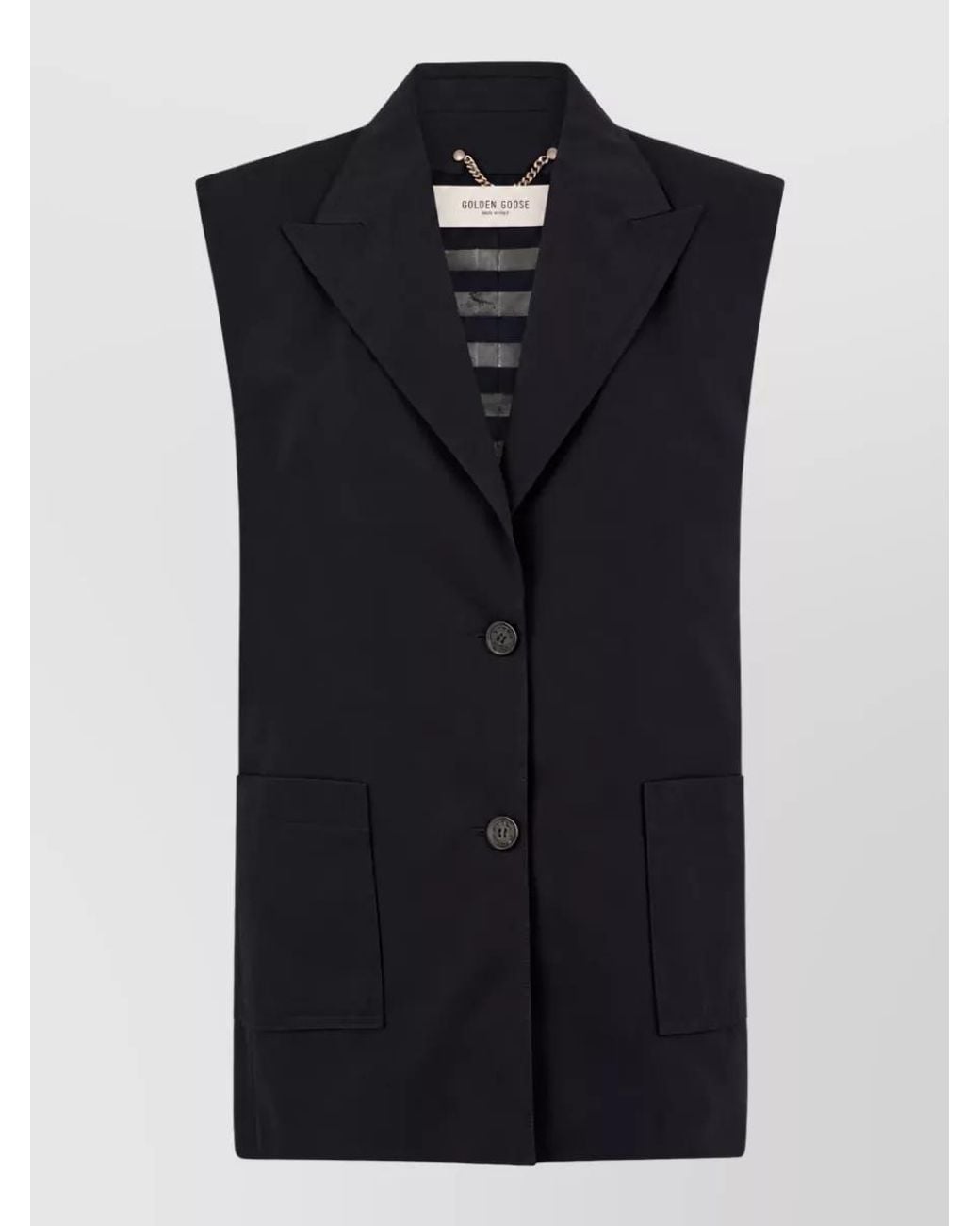 Golden Goose Deluxe Brand Blue Cotton Slim-Fit Lapel Waistcoat