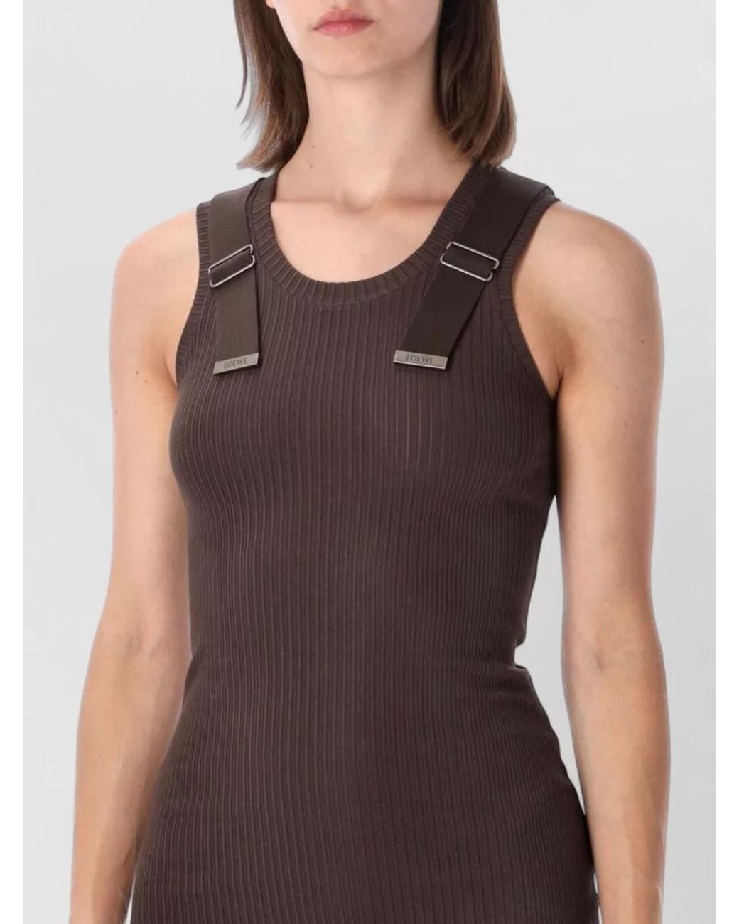Loewe Red Ribbed Sleeveless Slim-Fit Knee-Length Dress