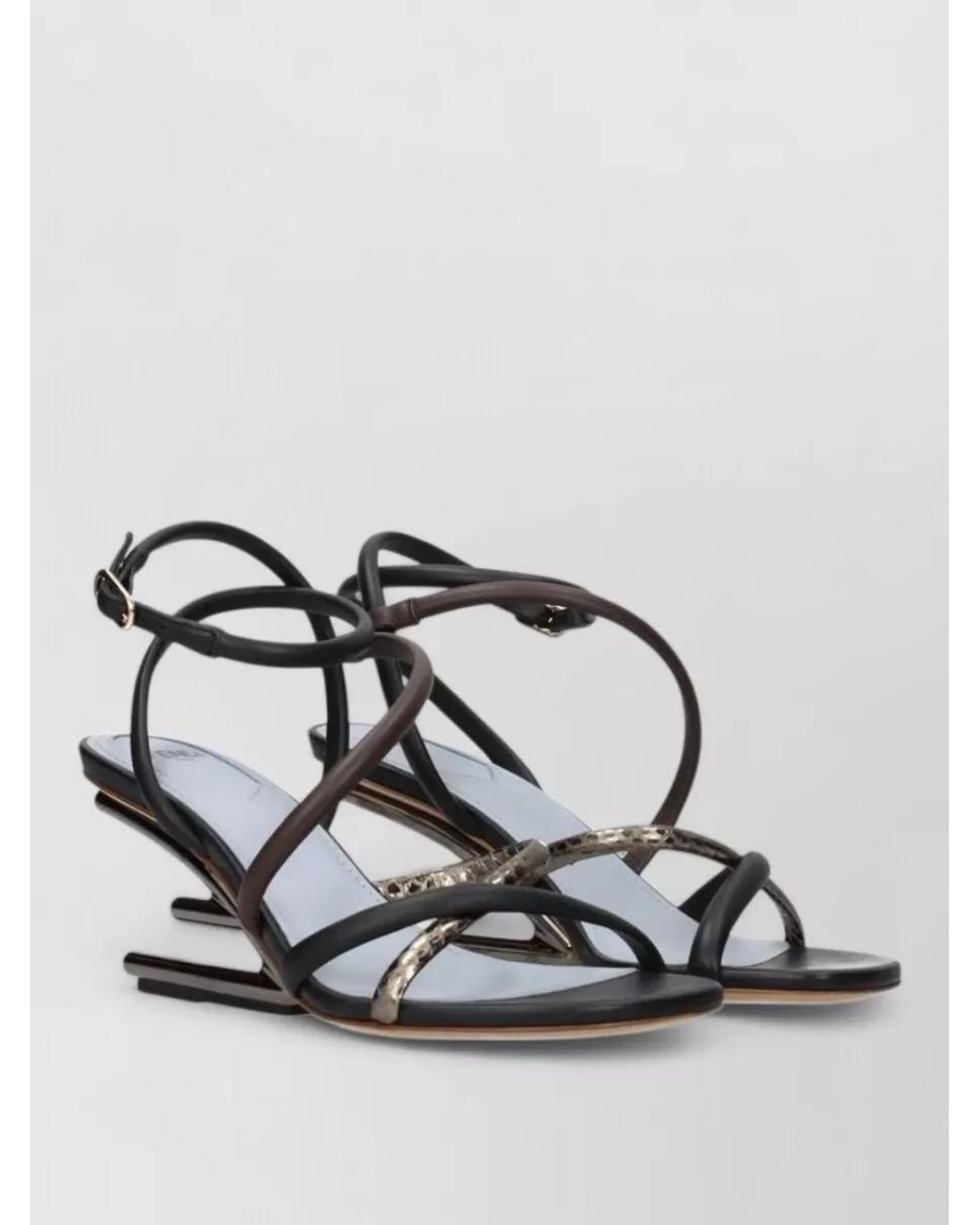 Fendi Metallic Leather Ankle-Strap Sandals