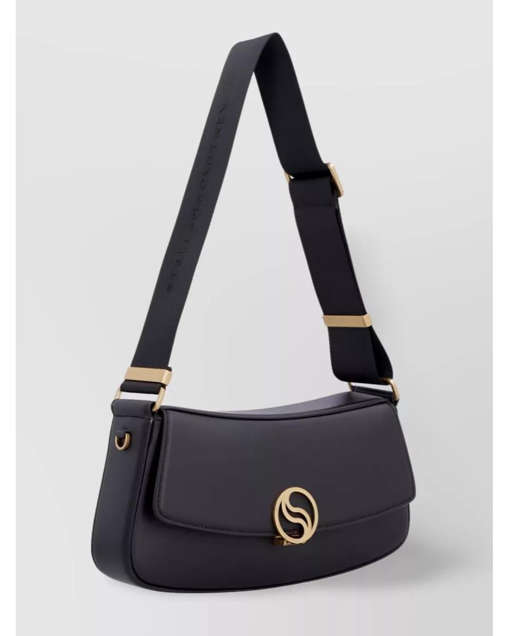 Stella McCartney Black S-Wave Small Alter Mat Shoulder Bag