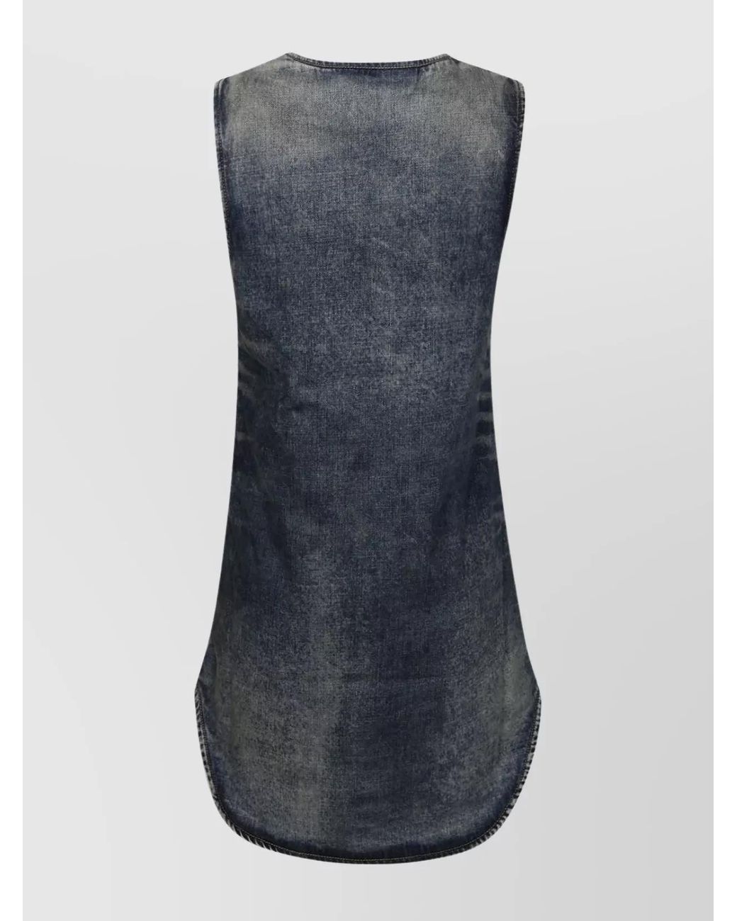 DIESEL Blue Sleeveless Denim Top With Deep V-Neckline