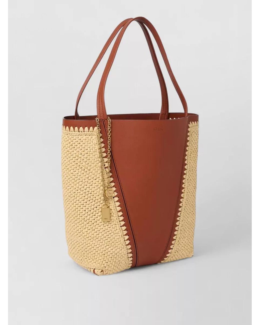 Chloé White Spin Raffia And Leather Shoulder Bag