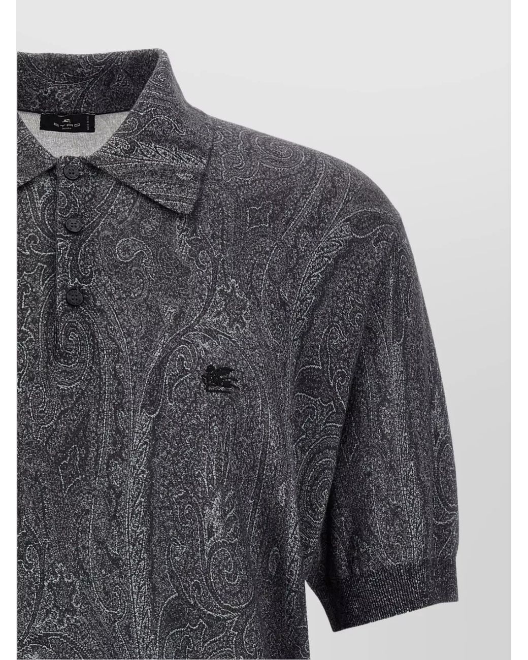 Etro Gray Silk Cashmere Polo Shirt for men