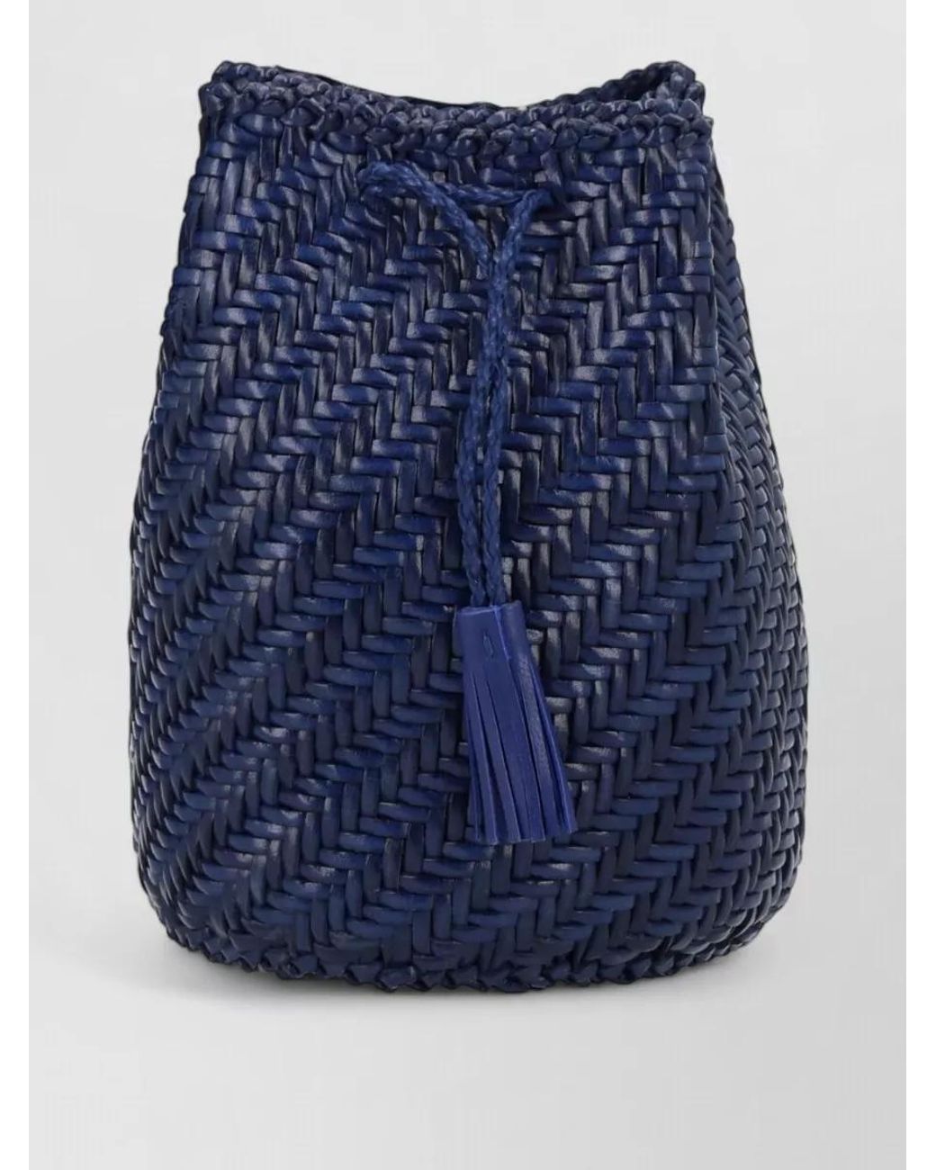 Dragon Diffusion Blue Pompom Double Jump Leather Bucket Bag