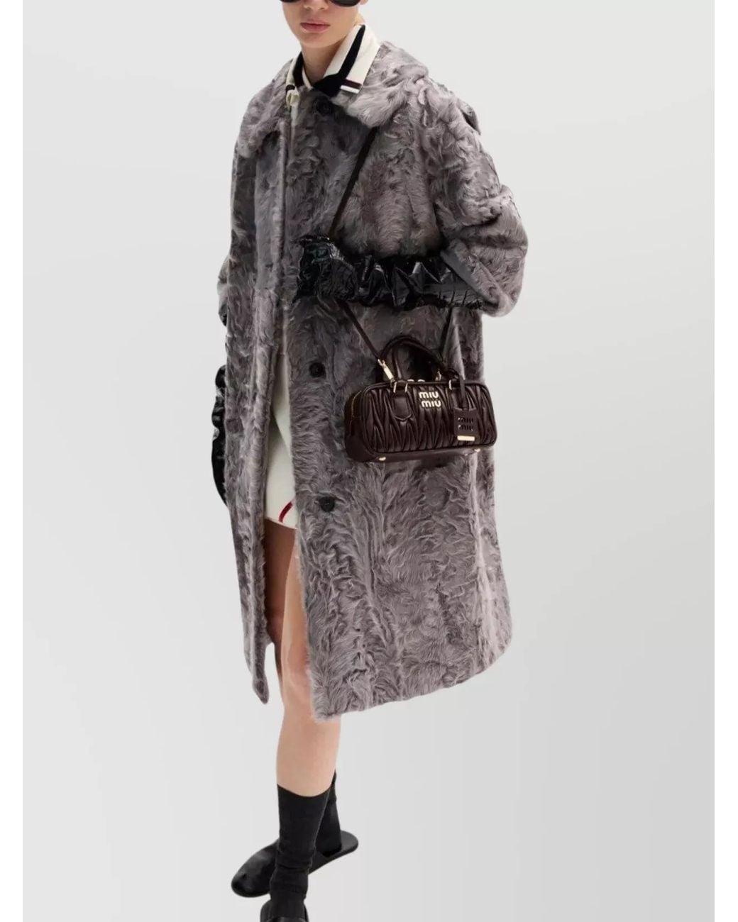 Miu Miu Brown Arcadie Lamb Leather Matelassé Cross-Body Bag
