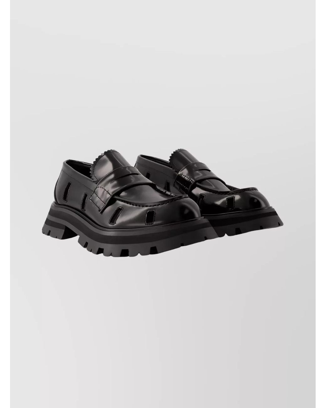 McQueen Black Leather Chunky Loafers