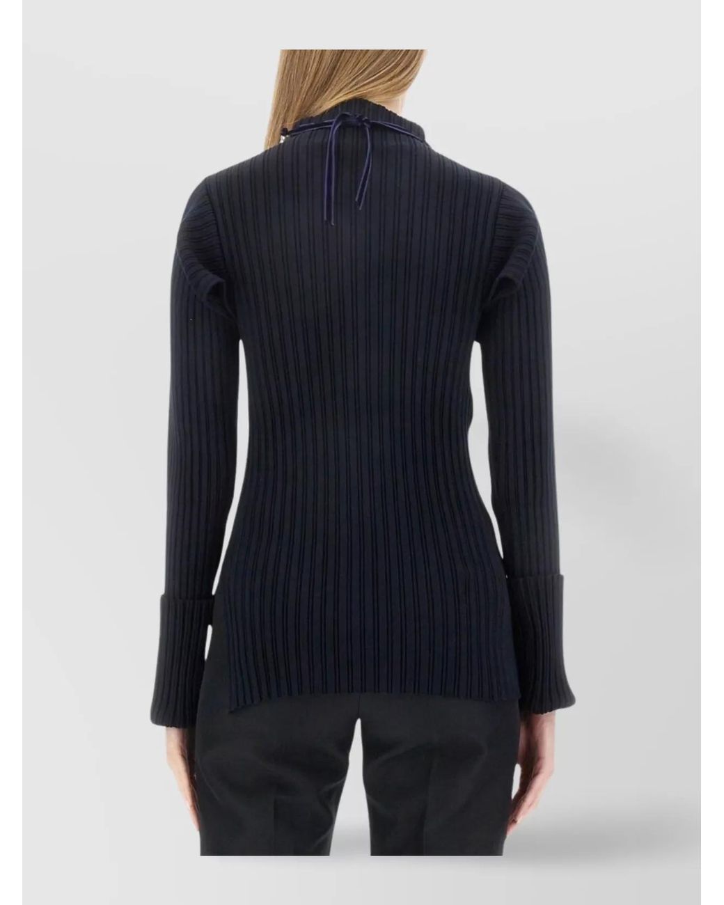Philosophy Blue Ribbed Slim-Fit Jumper