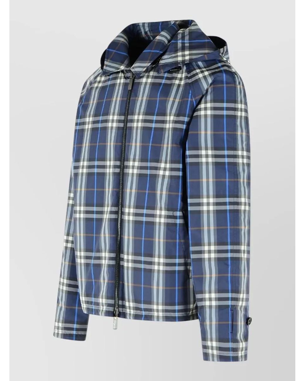 Burberry Blue Cotton Hooded Reversible Jacket for men