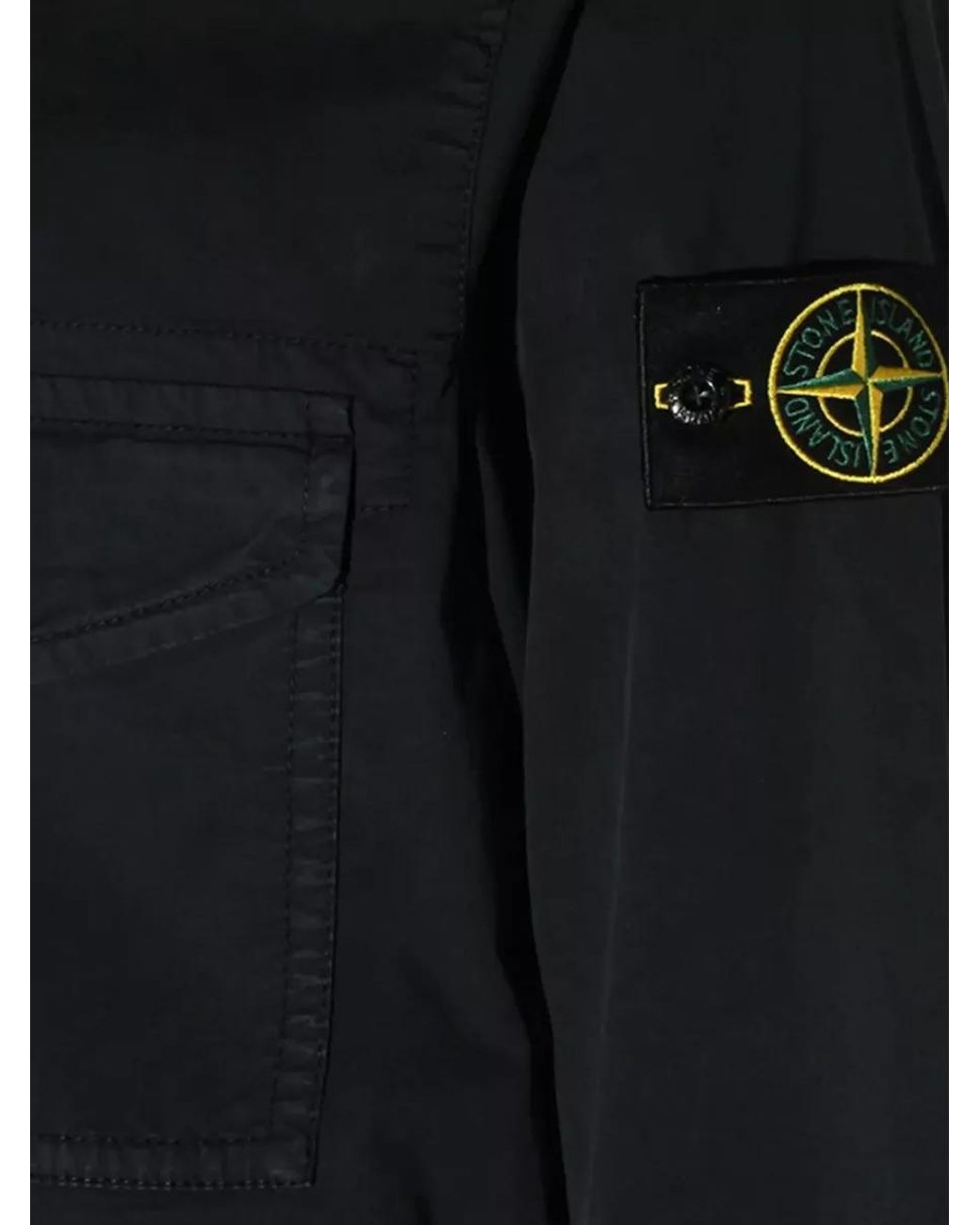 Stone Island Black Stretch Cotton Twill Shirt for men