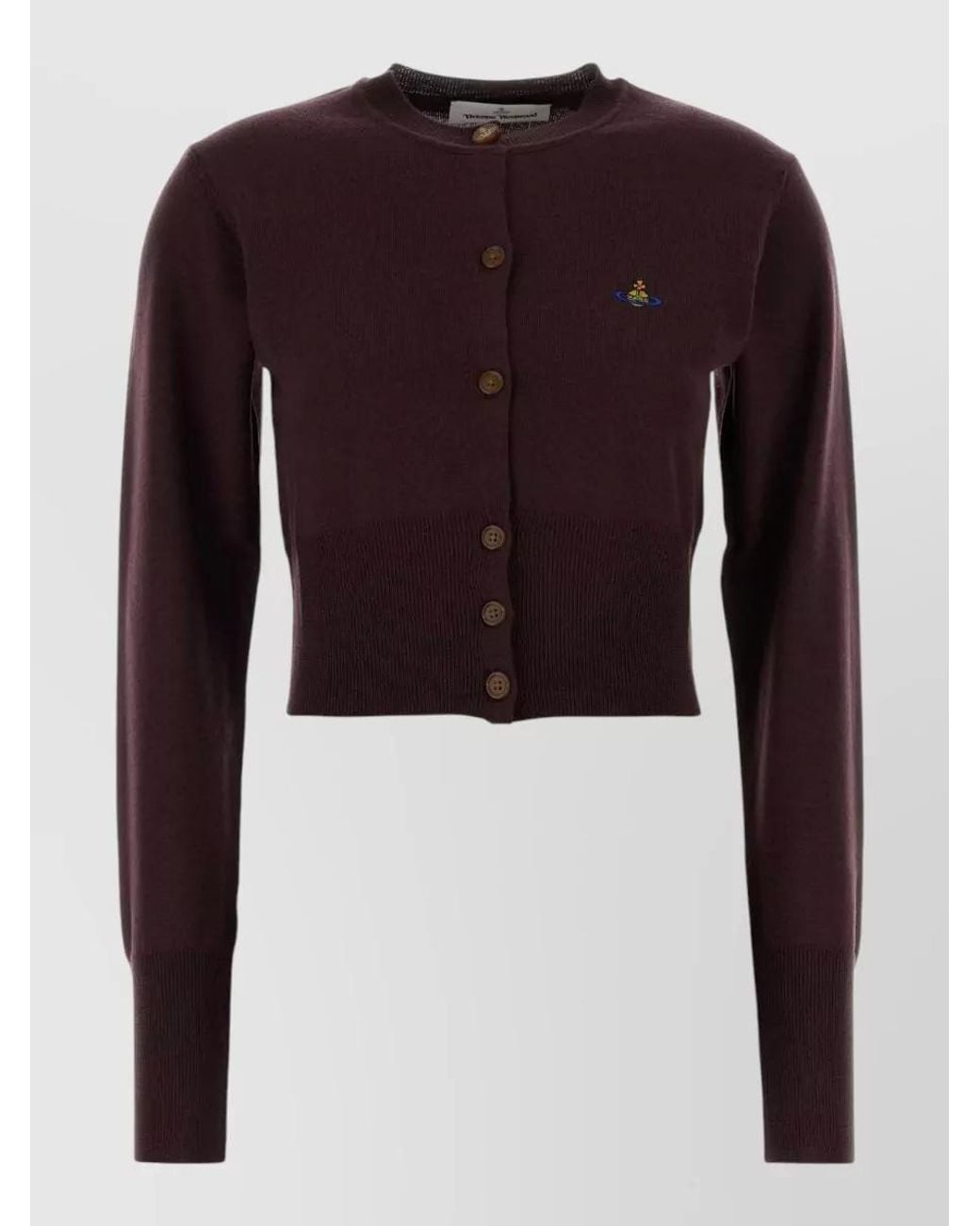 Vivienne Westwood Red Silk Wool Ribbed Cropped Cardigan
