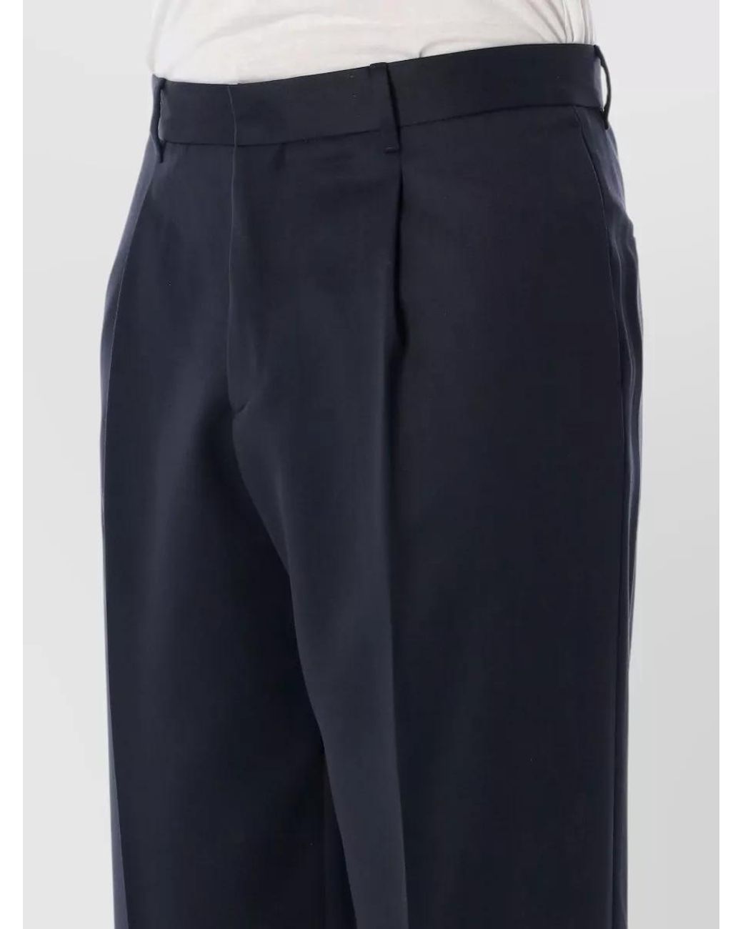 Lardini Blue Virgin Wool Pleated Regular-Fit Tailored Trousers for men