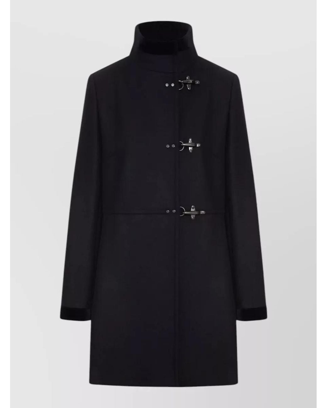 Fay Blue Cashmere Wool High Neck Single Breasted Coat