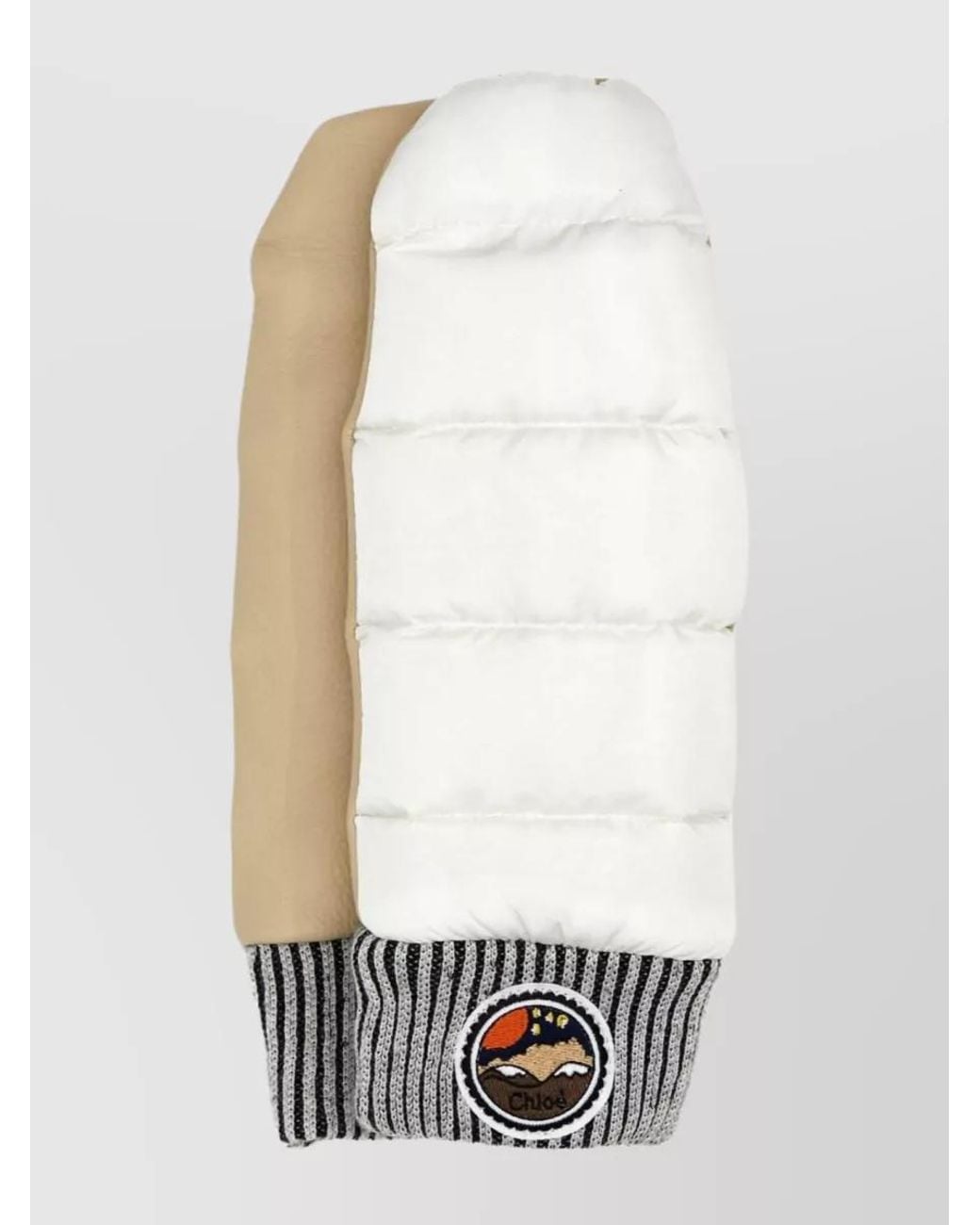 Chloé White Two-Tone Leather Gloves