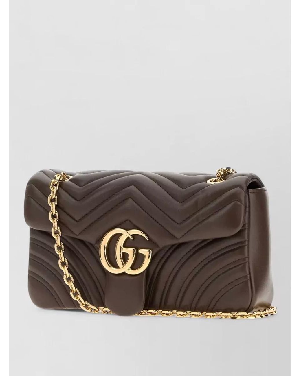 Gucci Brown Gg Marmont Medium Lamb Leather Shoulder Bag