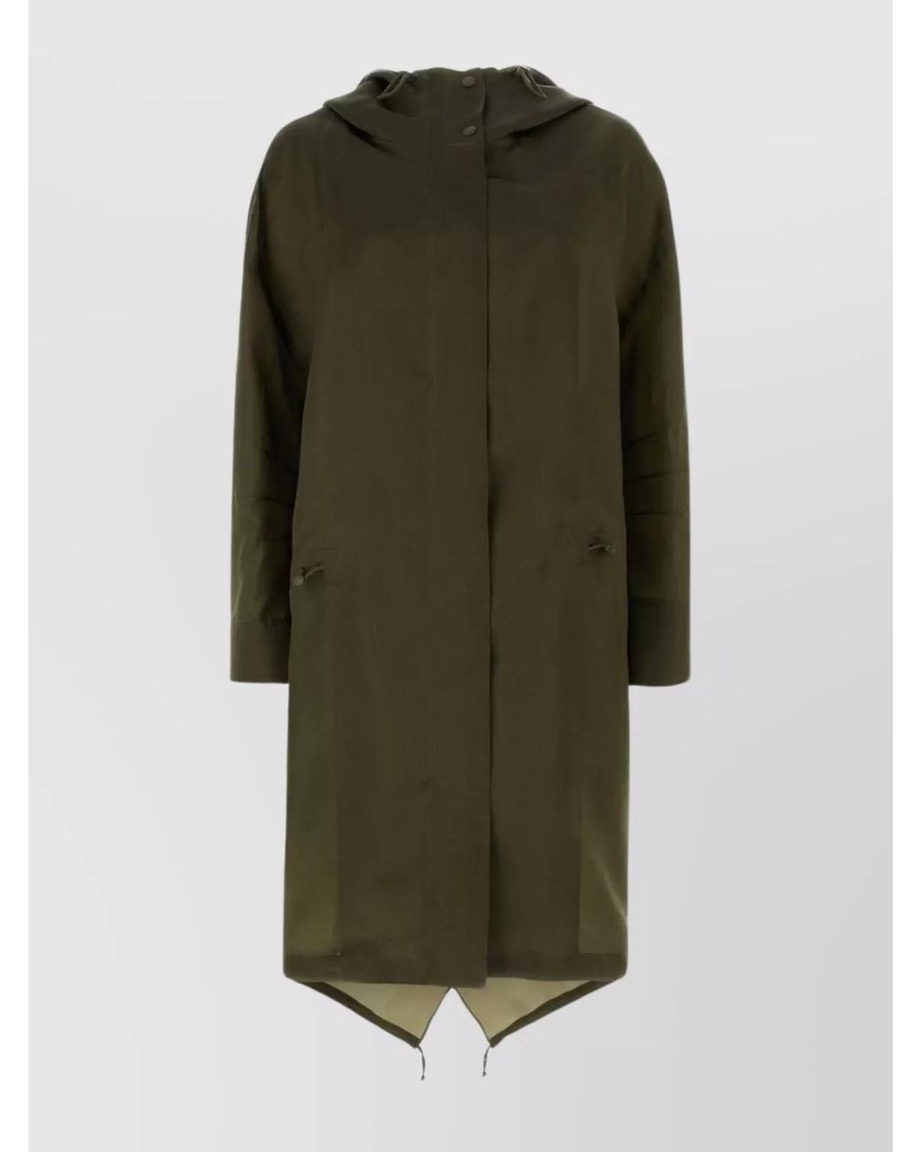 Max Mara Green Silk Oversized Parka