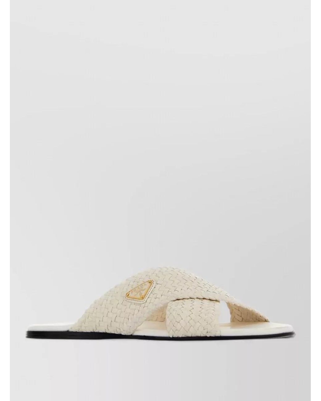 Prada White Leather Slippers