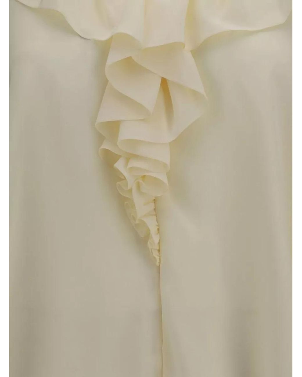 Chloé Natural Silk Ruffled V-Neck Blouse