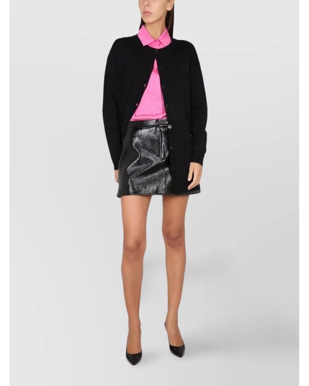 Moschino Black Virgin Wool V-Neck Cardigan